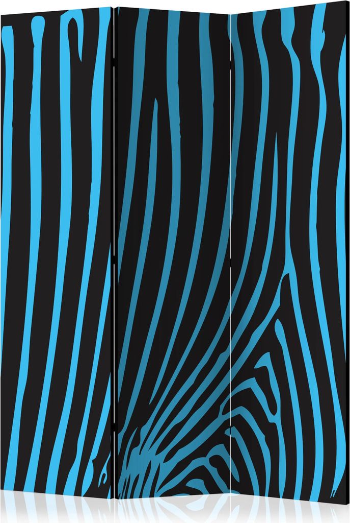 3-teiliger Doppelseitiger Vlies Paravent - Zebra pattern (turquoise) 135x172 cm Muster f-C-0392-z-b
