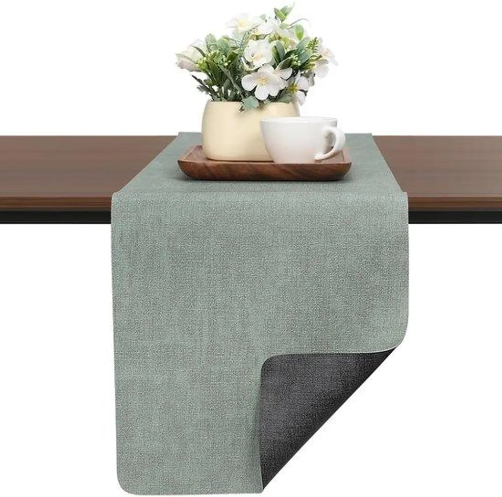 Chemin de table antidérapant hittebestendig gris sauge 183 cm lavable
