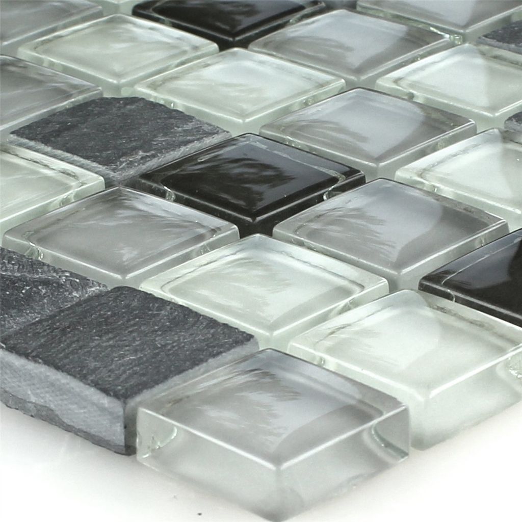Glas Schiefer Mosaikfliesen Grau Mix