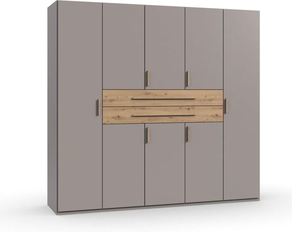 Drehtürenschrank >DIGIT< in SAHARAGRAU / EICHE Nachbildung - 225x208x58cm (BxHxT)