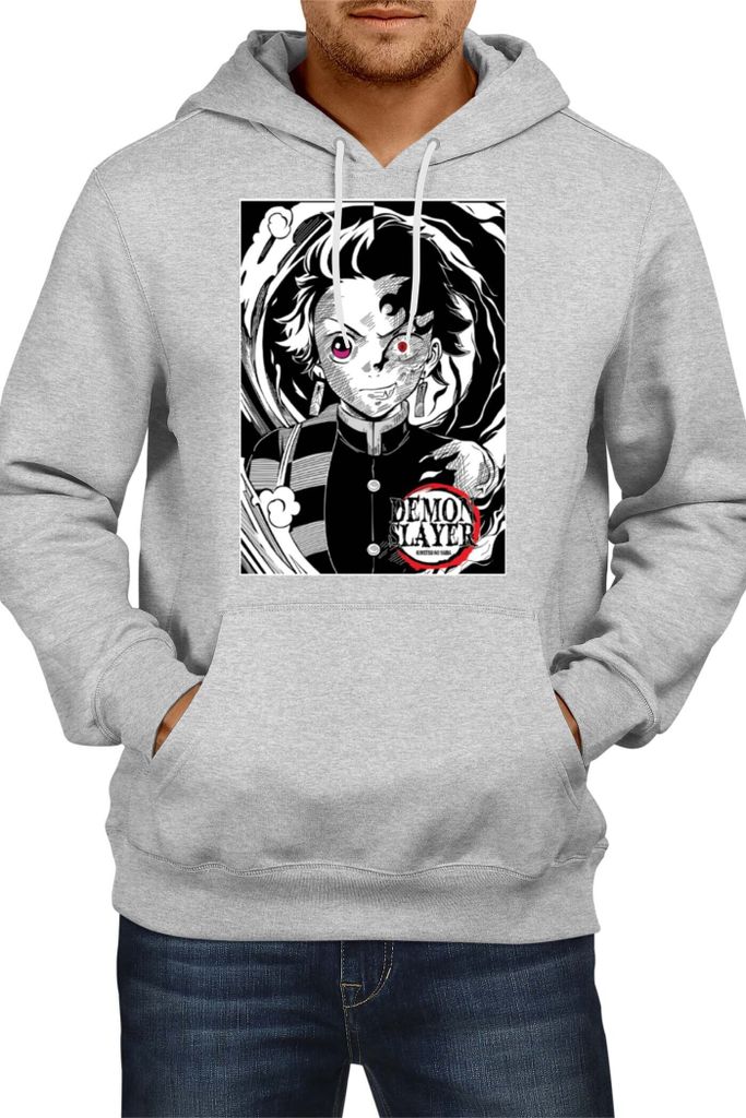 Herren Kapuzenpullover Japan Animation Manga Anime Comics Demon Anime Slayer Tanjiro Kamado 04 Tanjiro, Man L / Grau