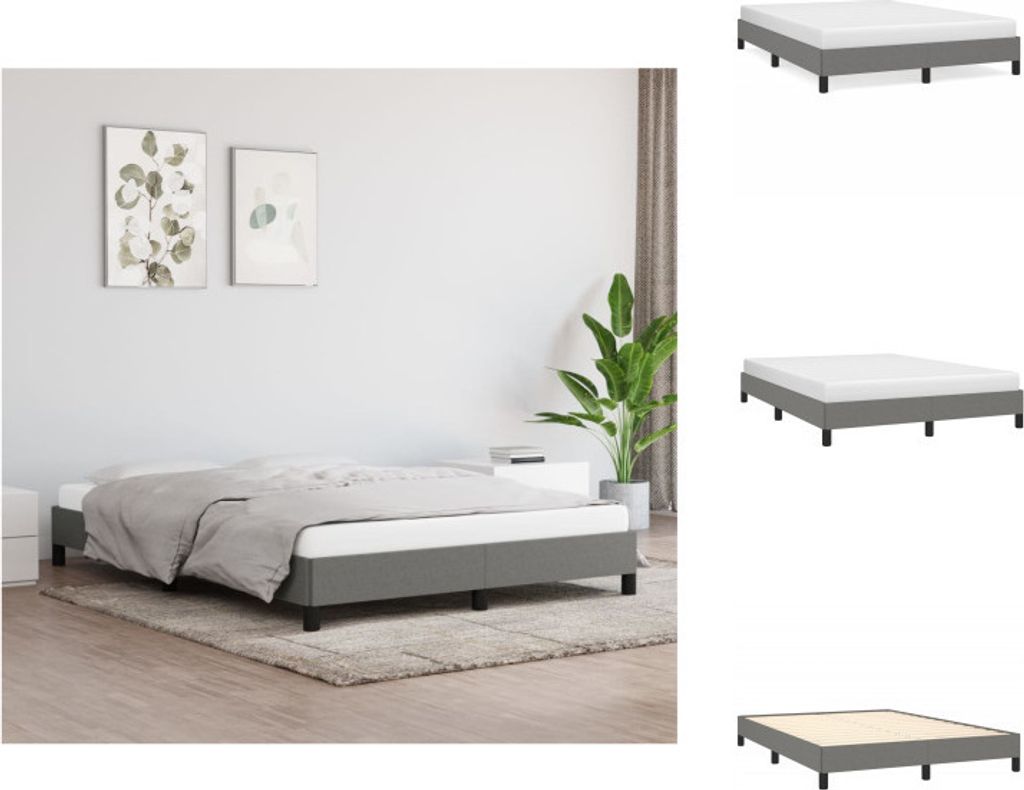 vidaXL Bettgestell Dunkelgrau 140x190 cm Stoff - Betten & Bettgestelle