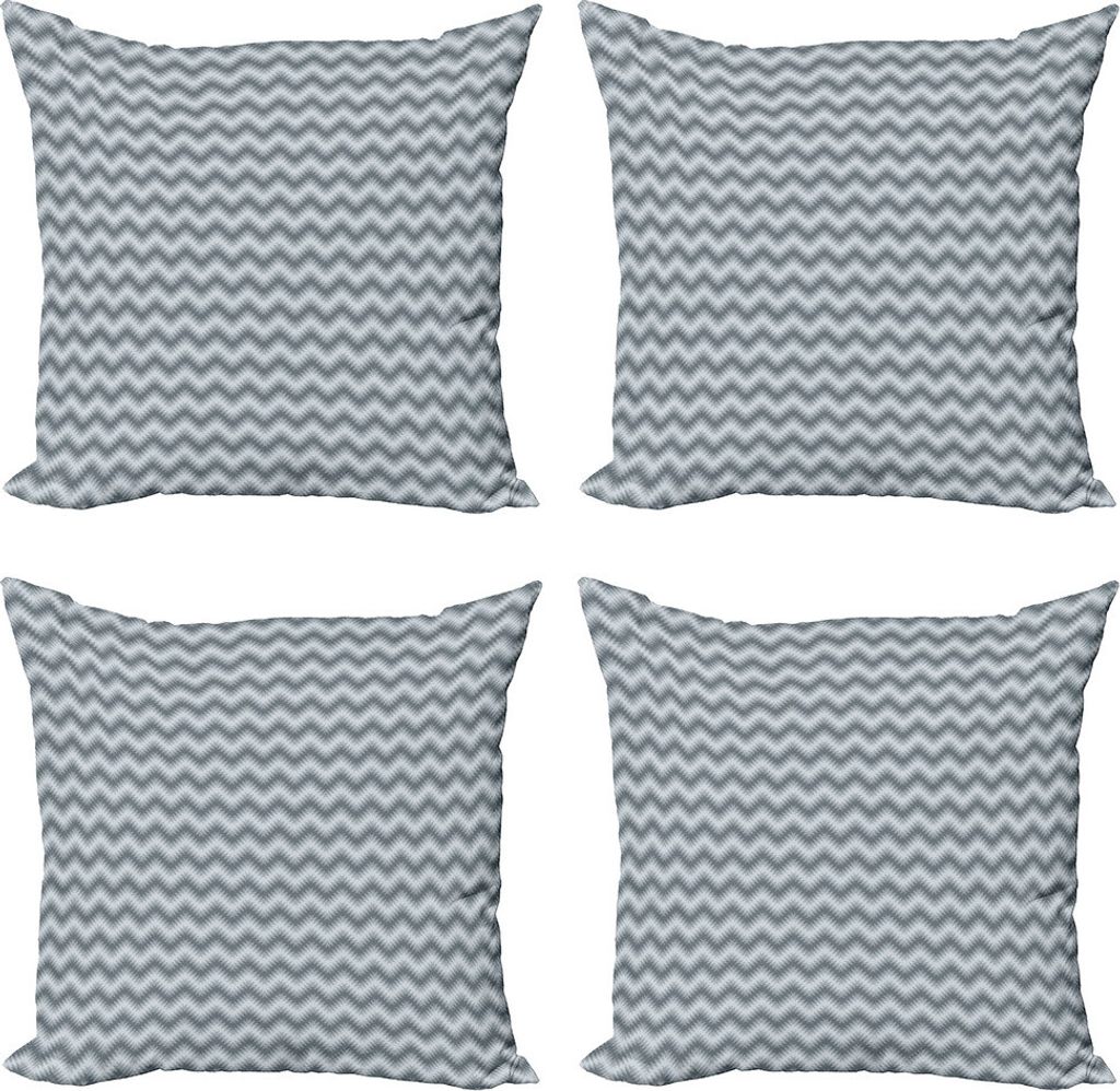 ABAKUHAUS grau Chevron Kissenbezug Set (4 Stück), Verschwommen Auszugs-Wellen, Moderner Doppelseitiger Digitaldruck, 50 cm x 50 cm, Blau, Grau, Sc...