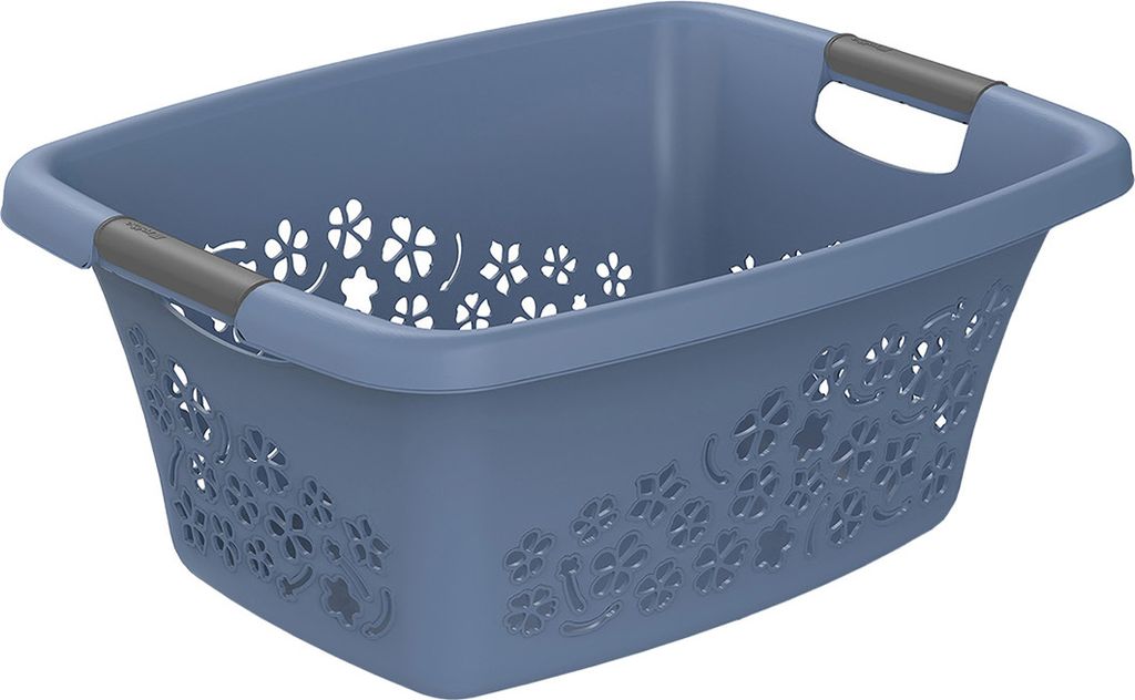 Rotho Blumen Wäschekorb 25l Horizontblau