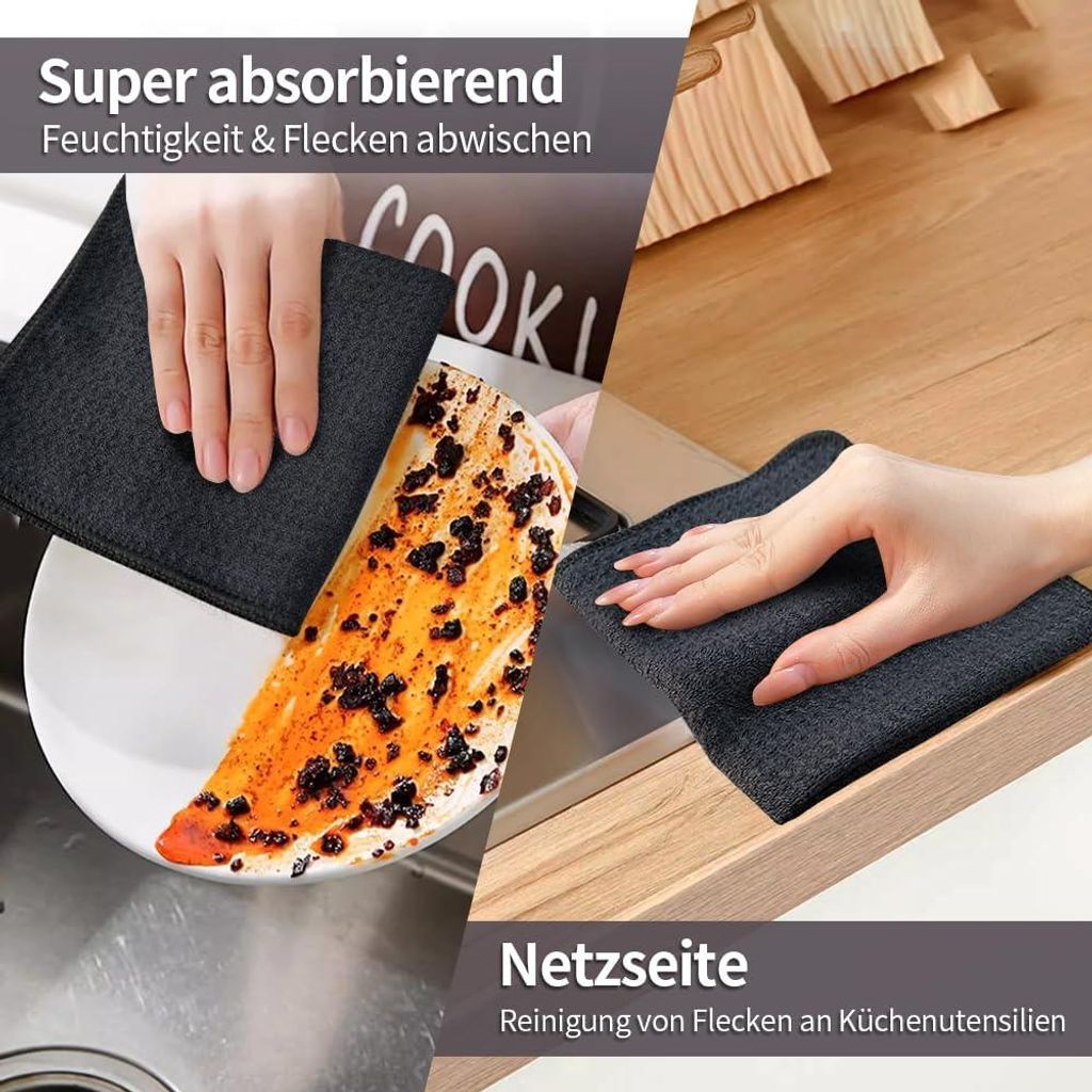 Mikrofasertš¹cher Barista Tuch Schwarz Waffeltuch Spš¹llappen Waschbar Spš¹ltuch fš¹r Kš¹che Dicke Haushalts Putzlappen Fusselfrei 33 cm ...