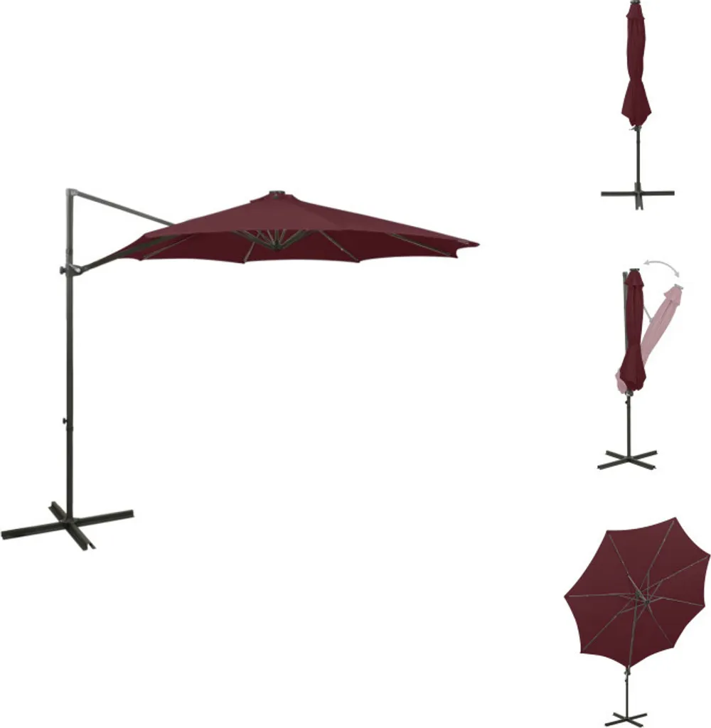 Offerta Ombrellone LED vidaXL 300 cm Bordeaux - Prezzo e Qualità