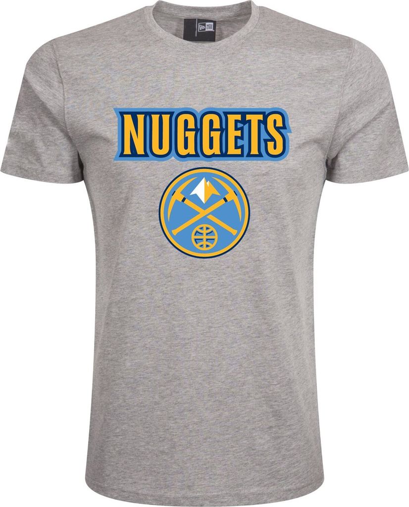 New Era Denver Nuggets NBA Team Logo Tee Heather Grey T T-Shirt Men M L XL XXL(L)