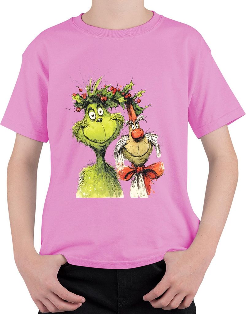 Grinch Weihnachten lustig Grinchkopf Max Hund Geschenk Retro Uni Kinder T-Shirt, Pink, 152