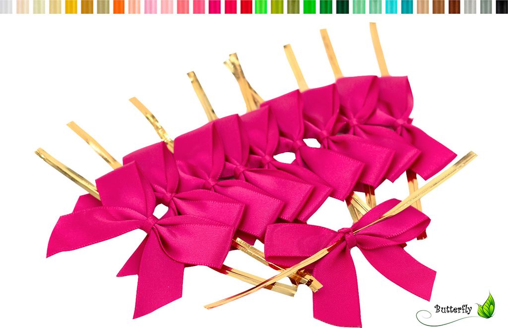 Satinschleifen 5cm, 10 Stück, Farbauswahl:fuchsia / pink Produktbild 