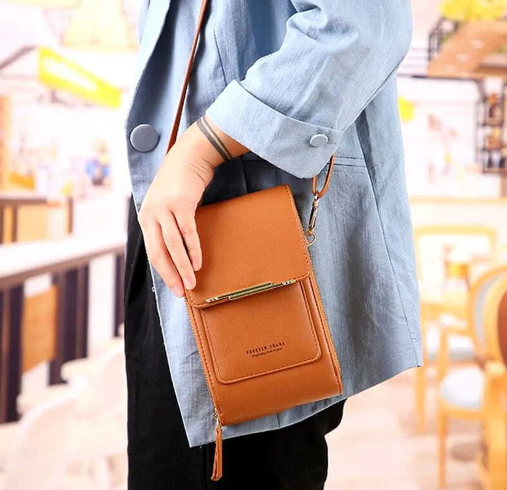 Pochette Viaggio Porta Telefono Nera | Portafoglio Ecopelle 19x12 cm