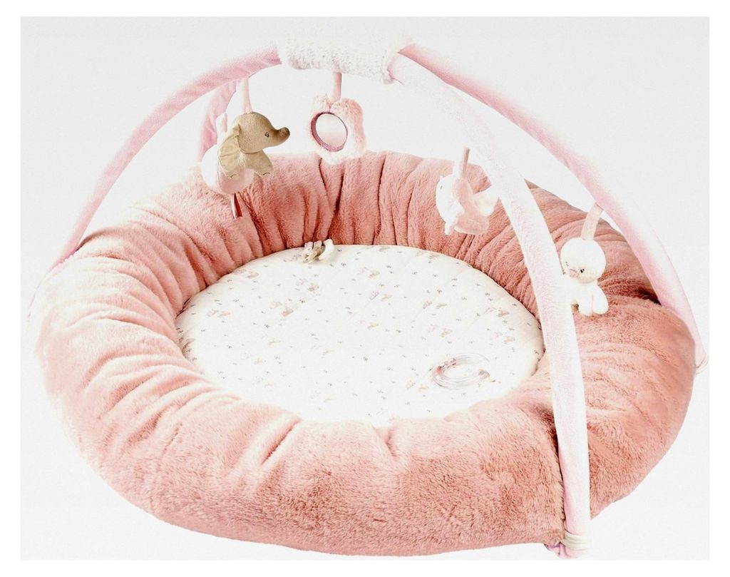 Runde Krabbeldecke mit Spielbogen, ca. 90 cm, 100% Polyester, Rosa