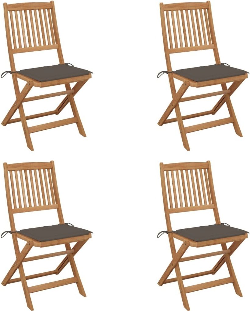 Maison Exclusive - Klappbare Gartenstühle 4 Stk. mit Kissen Massivholz Akazie