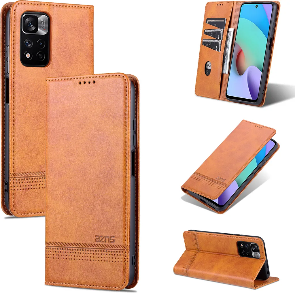 Custodia Xiaomi Poco X4 NFC 5G in Pelle Marrone - Portafoglio Magnetico