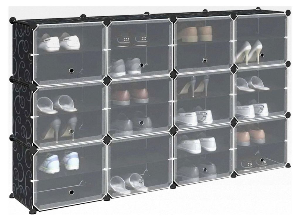 Regalsystem mit 12 Würfeln und Türen in Schwarz