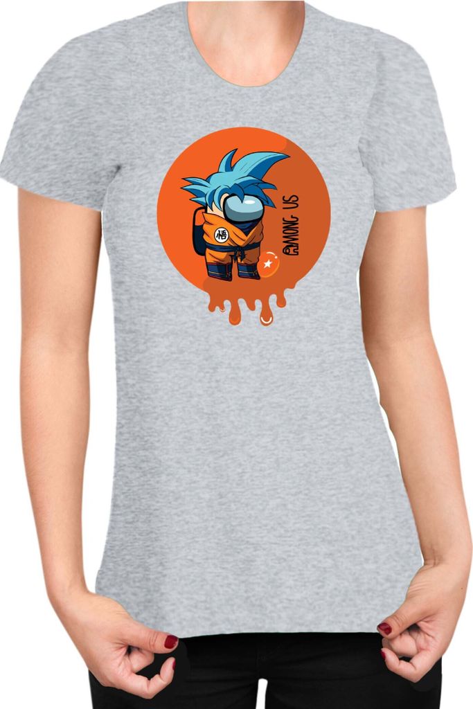 Damen T-Shirt Dragon Anime Manga Ball Z Goku 30, Lady L / Grau