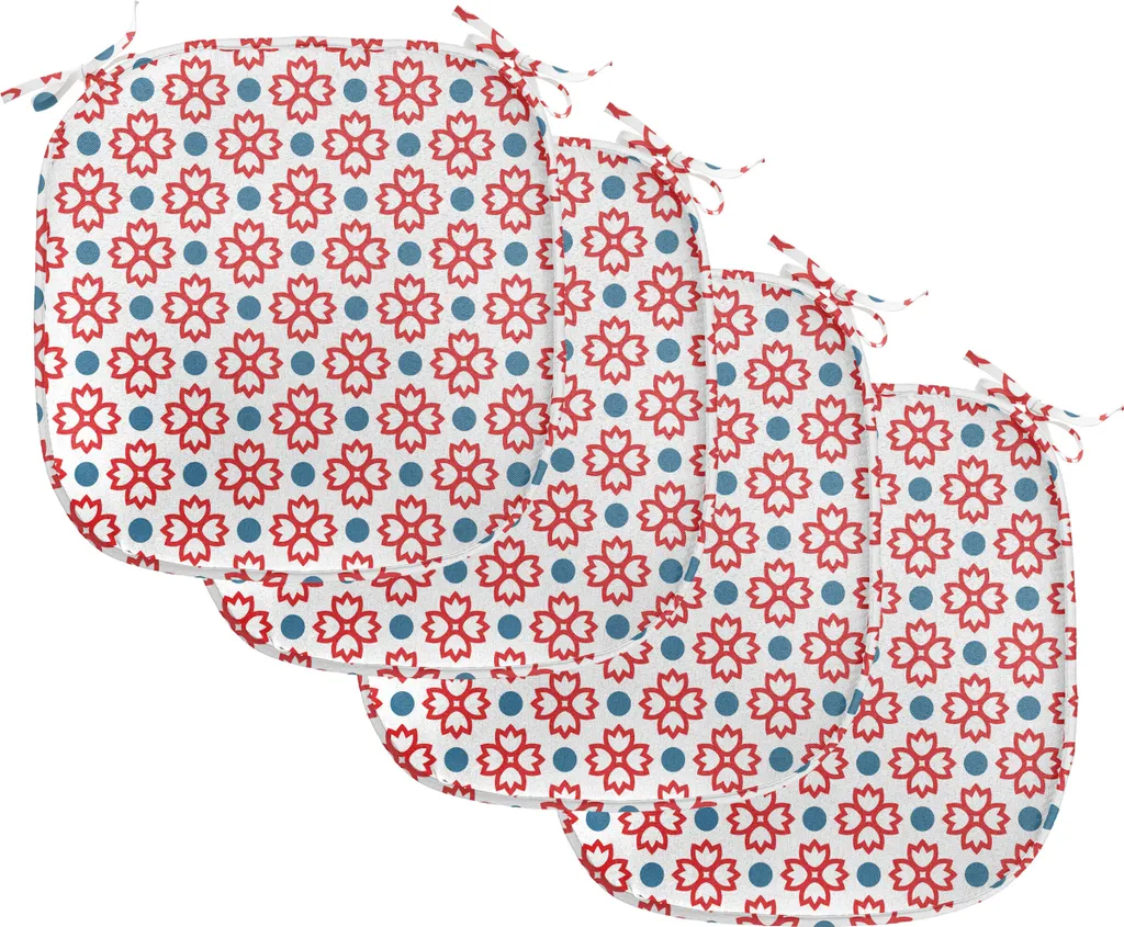 ABAKUHAUS Set 4 Cuscini Sedie 40x40 Impermeabili Bianco Blu Rosso