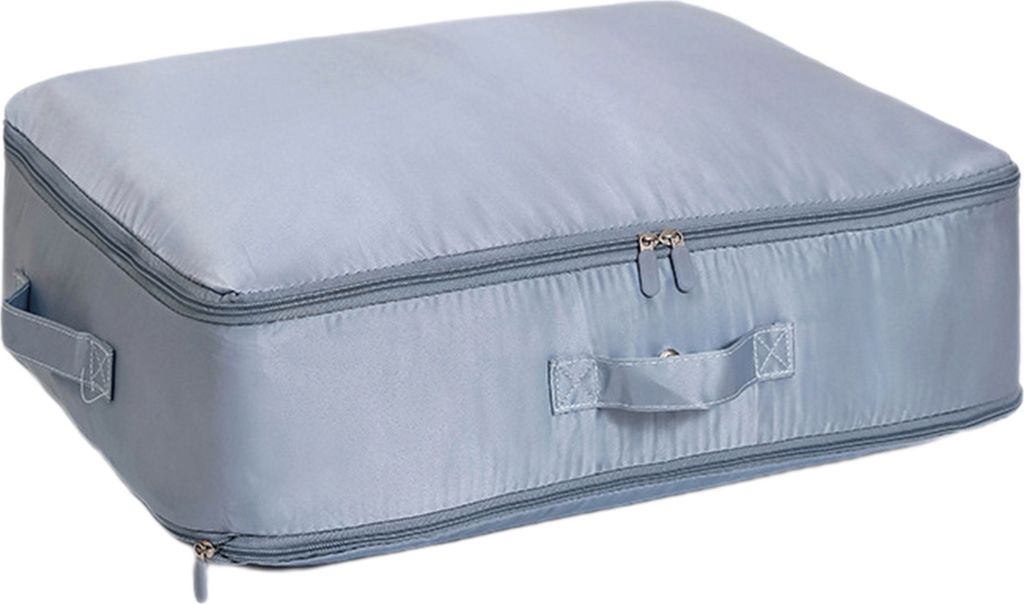 Selbstkomprimierende Organizer-Aufbewahrungstasche mit Griff und Reißverschluss, großes Fassungsvermögen, leicht zugänglich, für Kleidung, Dec...