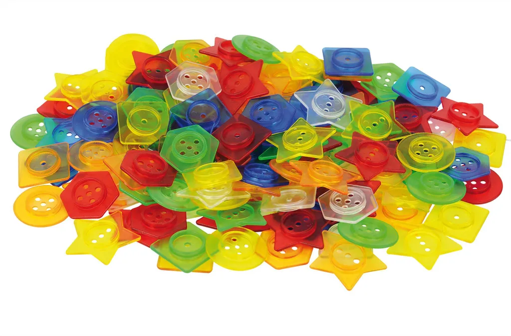 Jeu de Manipulation 144 Boutons Transparents et Ficelles, Style TickiT