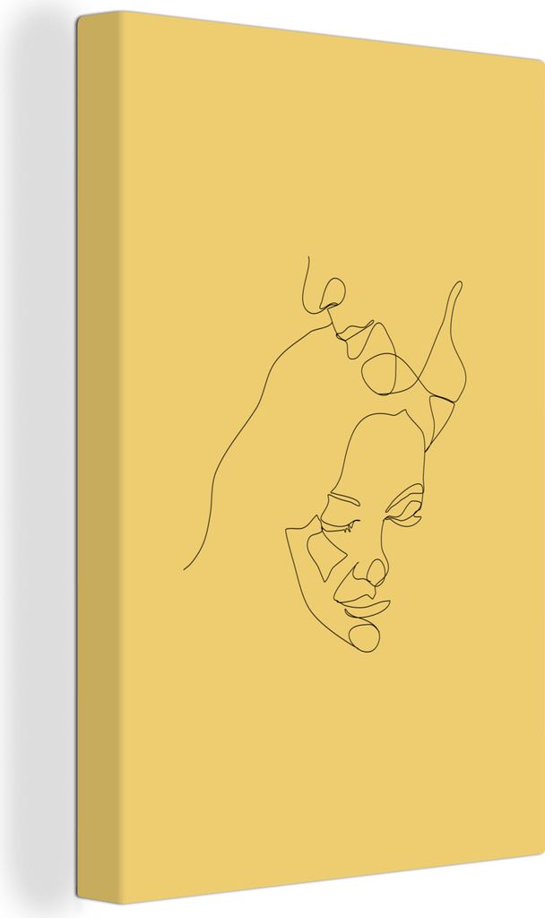 OneMillionCanvasses - Leinwandbilder - 90x140 cm, Stofftier - Paar - Strichzeichnung - Gelb, Wandbilder Kunstdruck Wanddekoration - Foto auf Lein...