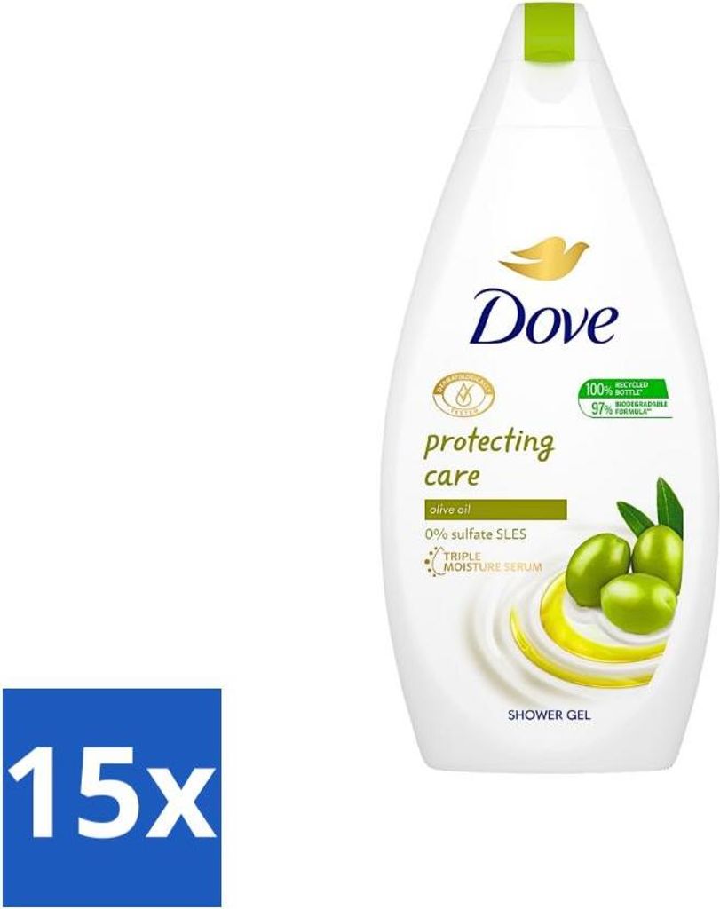 Dove Protecting Care Duschgel – Olivenöl – Sulfatfrei – 450 ml - Vorteilspack - 15 Stücke
