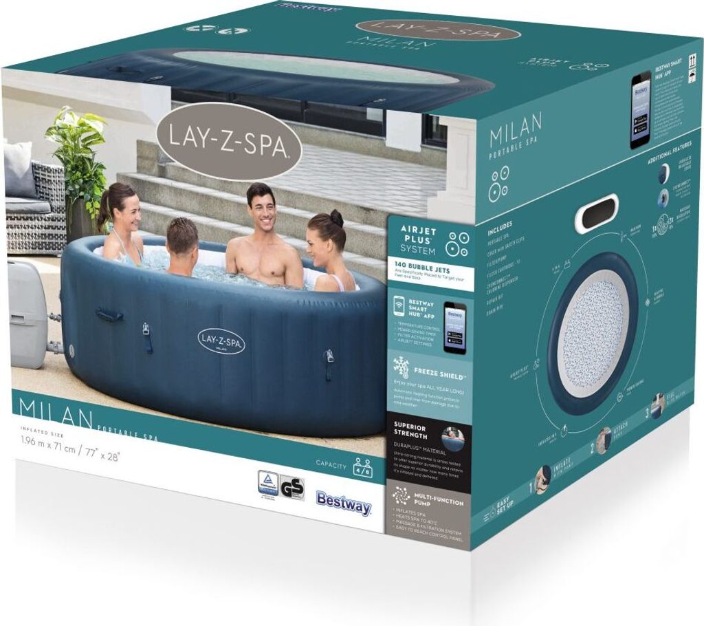 Bestway®  LAY-Z-SPA® WLAN-Whirlpool Milan AirJet Plus™ 196 Produktbild 3