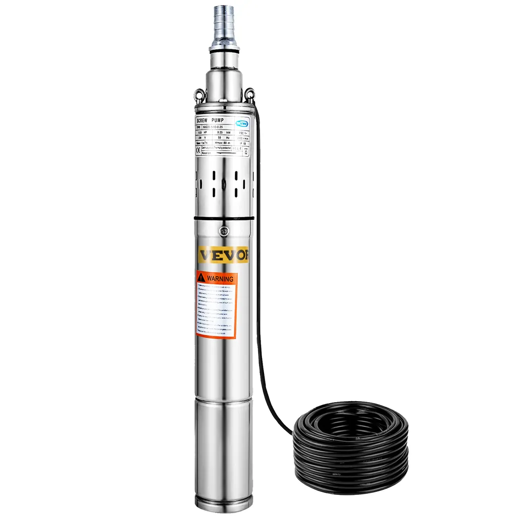 Pompe de forage submersible 76mm VEVOR - Refoulement 80m Inox 1600 L/h