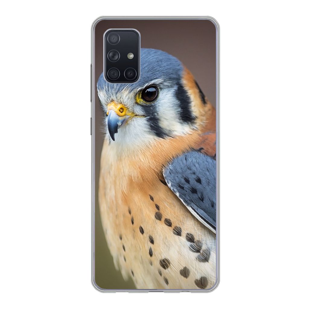 MuchoWow Handyhülle Schutzhülle Hülle für Samsung Galaxy A71 Vogel - Makro - Blau Silikon Softcase Handy Hülle - Kartenbesitzer