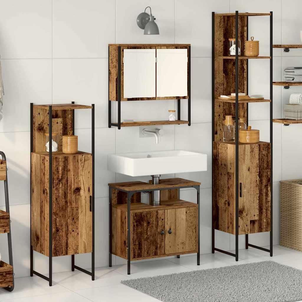 Maison Exclusive - Badezimmermöbel Set mit Regal 4 pcs Altholz Holzwerkstoff