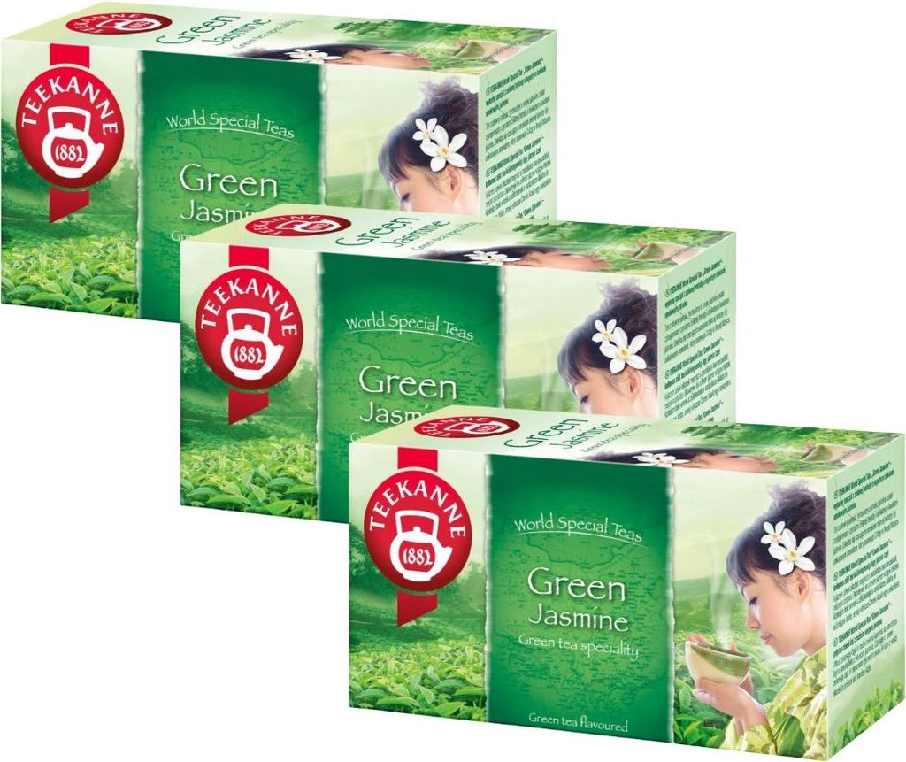 Teekanne Grüner Tee Jasmin 3x 20 Teebeutel - Grüntee im Beutel aromatisiert