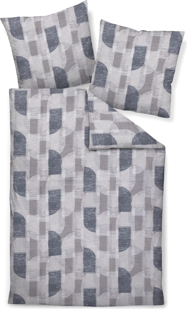 Janine Design Edelflanell-Bettwäsche-Garnitur Chinchilla S 78070 Farbe silber anthrazit Größe 155x200+80x80