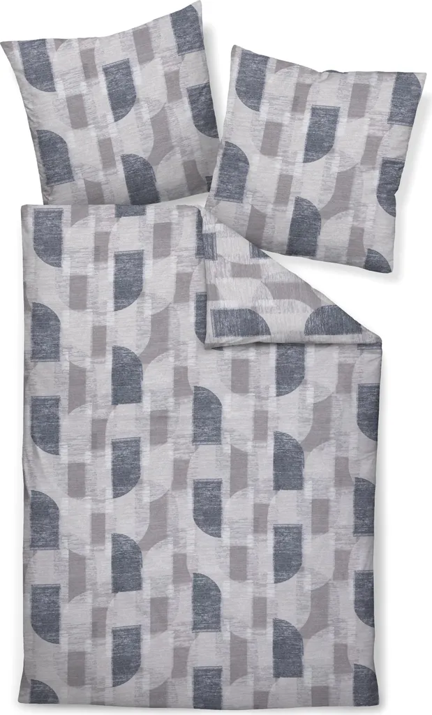 Housse de Couette en Flanelle de Coton Argent Anthracite 135x200 Janine