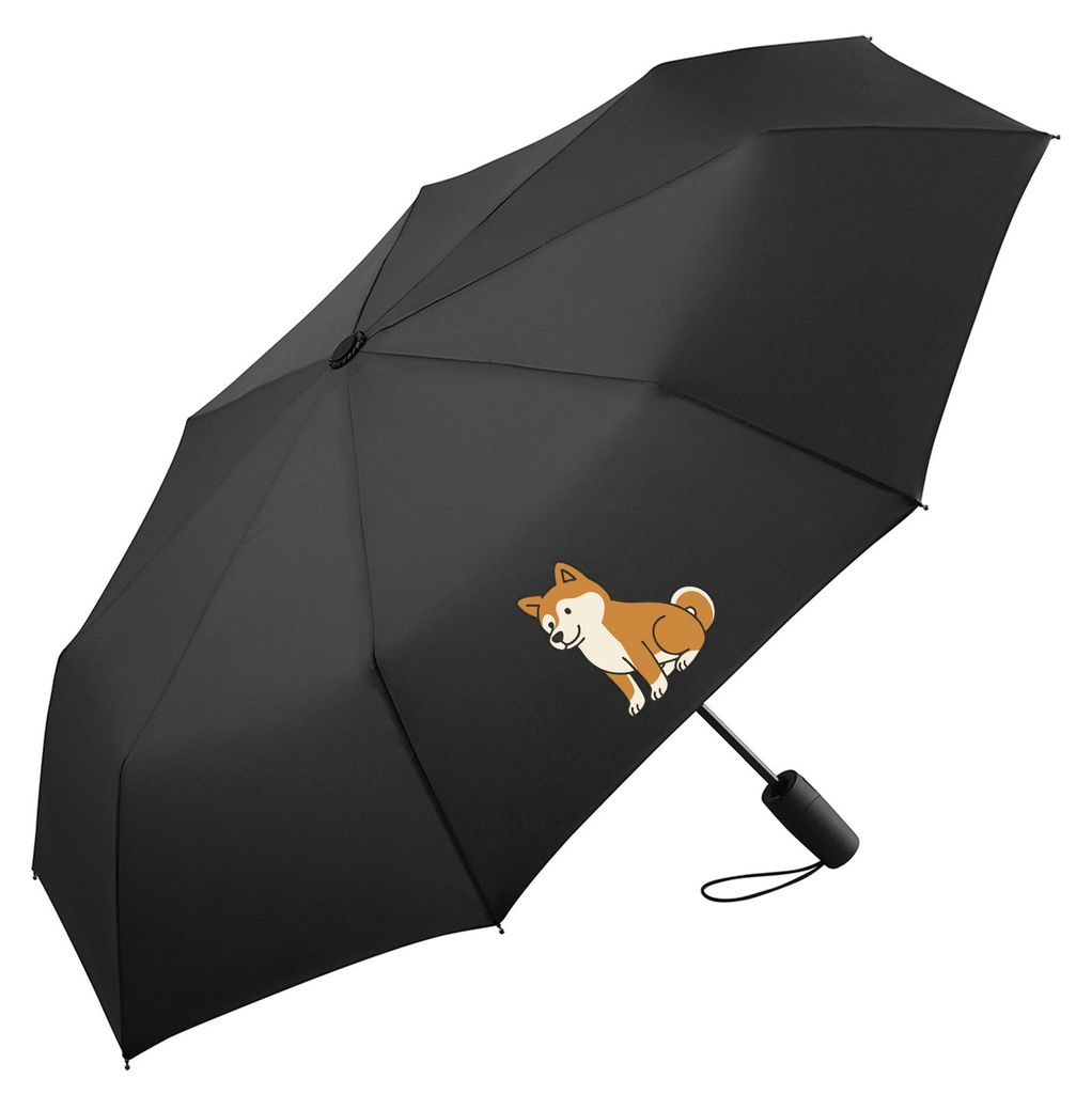 Huuraa Regenschirm Akita Inu Comic Akita 98cm Schwarz Sturmfest Taschenschirm Geschenkidee