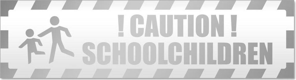 Kiwistar Caution schoolchildren gestreift Magnetschild Schild magnetisch - 45cm Silber - Magnetfolie für Auto PKW Kfz