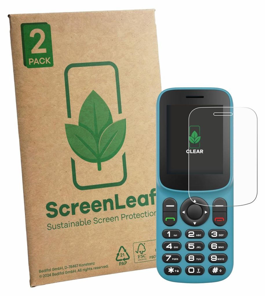 2x ScreenLeaf Schutzfolie für Uleway T185 nachhaltiger Displayschutz Display Schutz Folie Klar Transparent