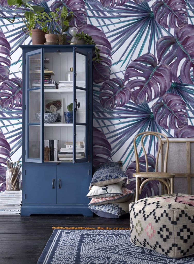 Coloray Fototapete 290x290 cm An Einer Wand Latex Latextapete - Pflanzen Jungle Palm Blätter Palmenblatt