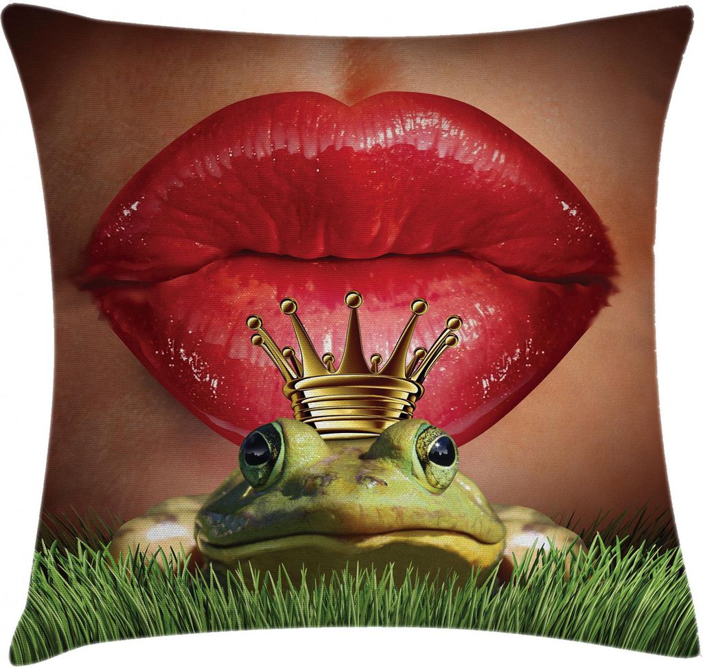 ABAKUHAUS Frosch Kissenbezug, Prinz Kinder Märchen, Waschbar mit Reißverschluss Kissenhülle mit Farbfesten Klaren Farben Beidseitiger Druck, 40 ...