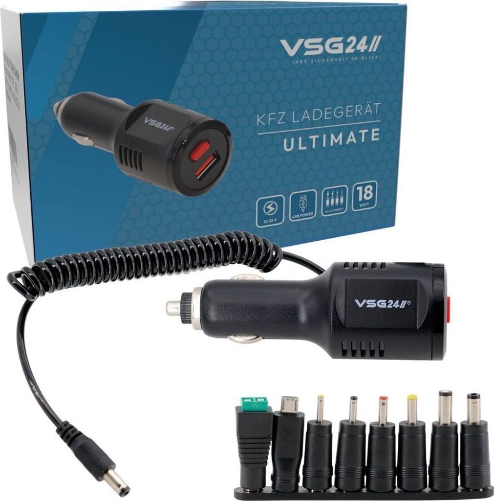 KFZ Stecker Rückfahrmonitor Zigarettenanzünder Anschlusskabel mit 8 Adaptern 12V-36V