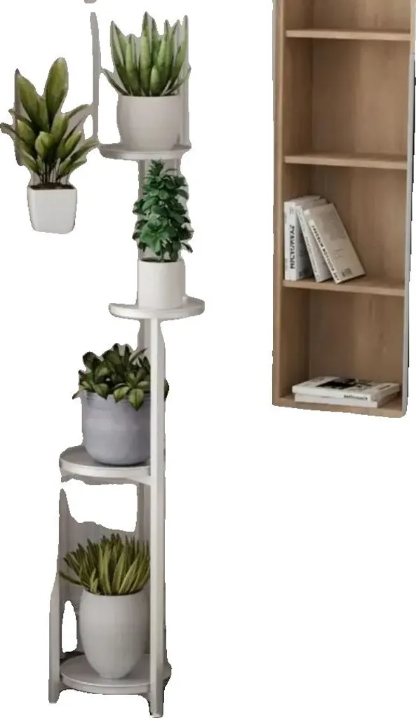 Support à plantes à 5 niveaux blanc hauteur 100 cm avec pieds stables