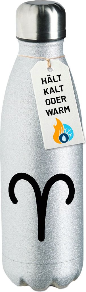 Huuraa Trinkflasche Widder Sternzeichen Zeichen 500ml Silver Edelstahl Wasserflasche Trinkflasche Geschenkidee