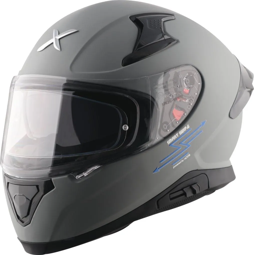 Casque de moto intégral gris Axor Apex Smart XL pour route et ville