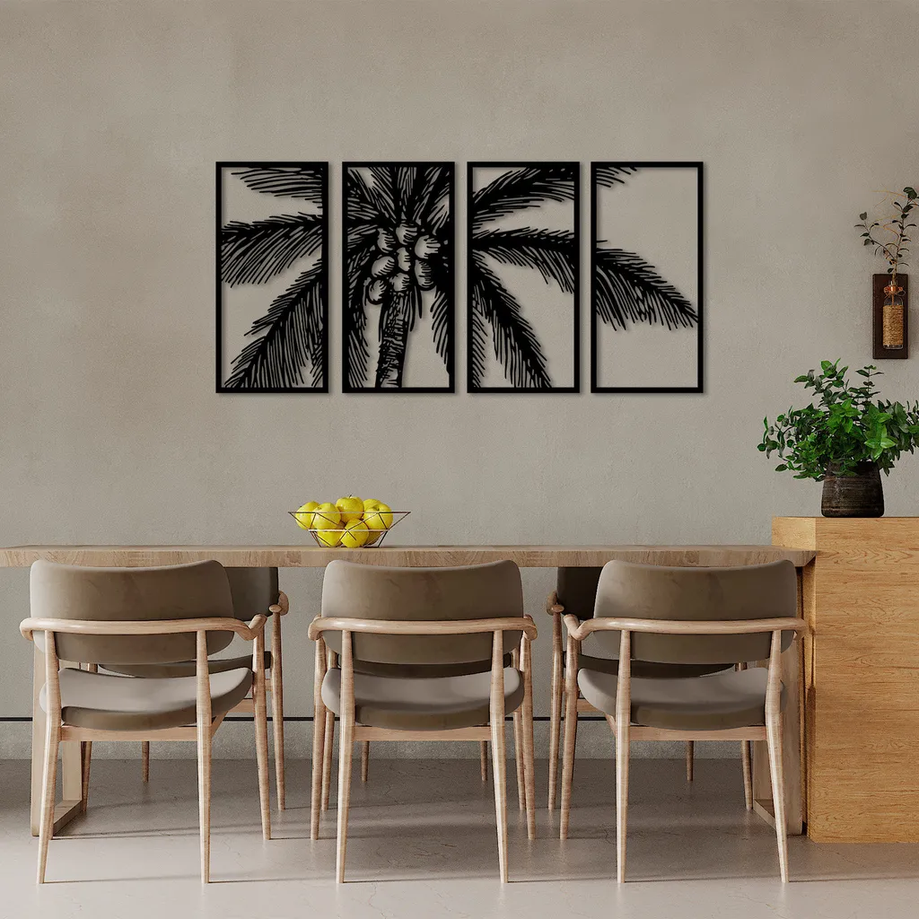Wallity Coconut SKL2378 Décoration Murale Métal Noir 34x70cm Moderne