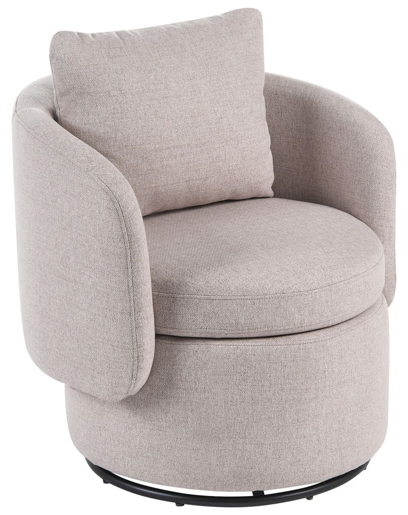 BELIANI Sessel Beige Stoff Gepolstert mit Drehfunktion Drehbar Stauraum Modernes Design Wohnzimmer Esszimmer Drehsessel Polstersessel Stoffsessel