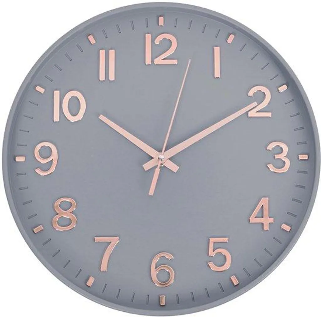 Horloge murale radio-pilotée grise 30 cm silencieuse pour salon moderne