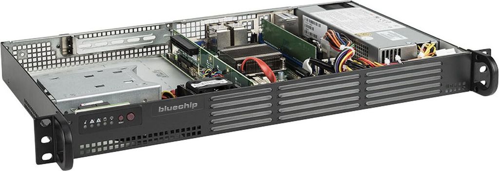 bluechip SERVERline R11201s 1HE Rack, Intel Atom C3558 Prozessor / 2.20 GHz, 16 GB DDR4, 480 GB SSD, 4 x Gigabit Ethernet