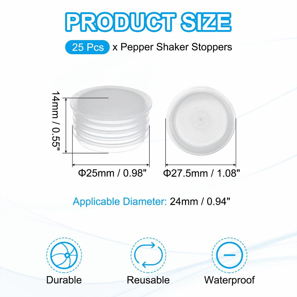 Salzst?psel und Pfefferstreuerstopfen 24mm/0,94" Verschluss Stopfen, 25 Stš¹ck Kunststoffstopfen Salzstreuer Stecker Ersatz Klarer Runder Endkapp...