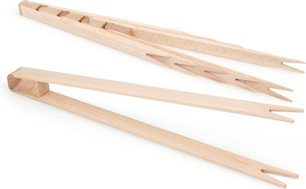 Metrie | KLB26 Buchenholz Grillzange mit 2 Zinken, 26 cm | 20 Stk