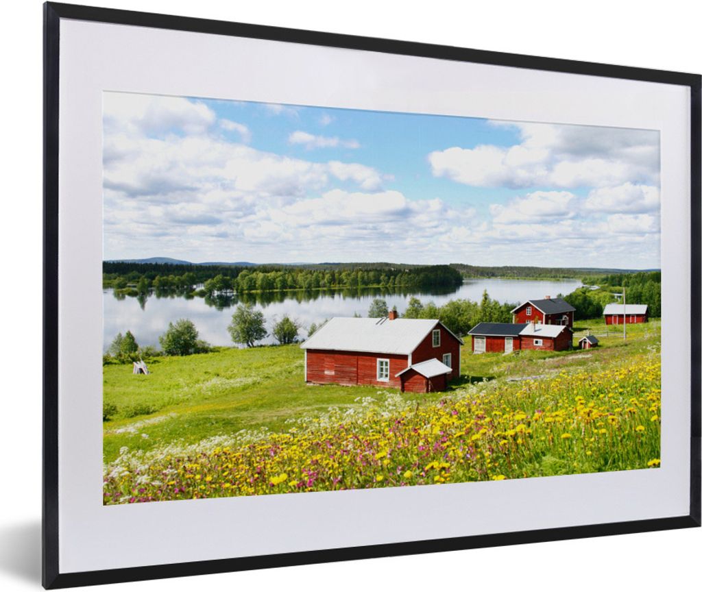 MuchoWow® Gerahmtes Poster Typische norwegische Häuser an Produktbild 