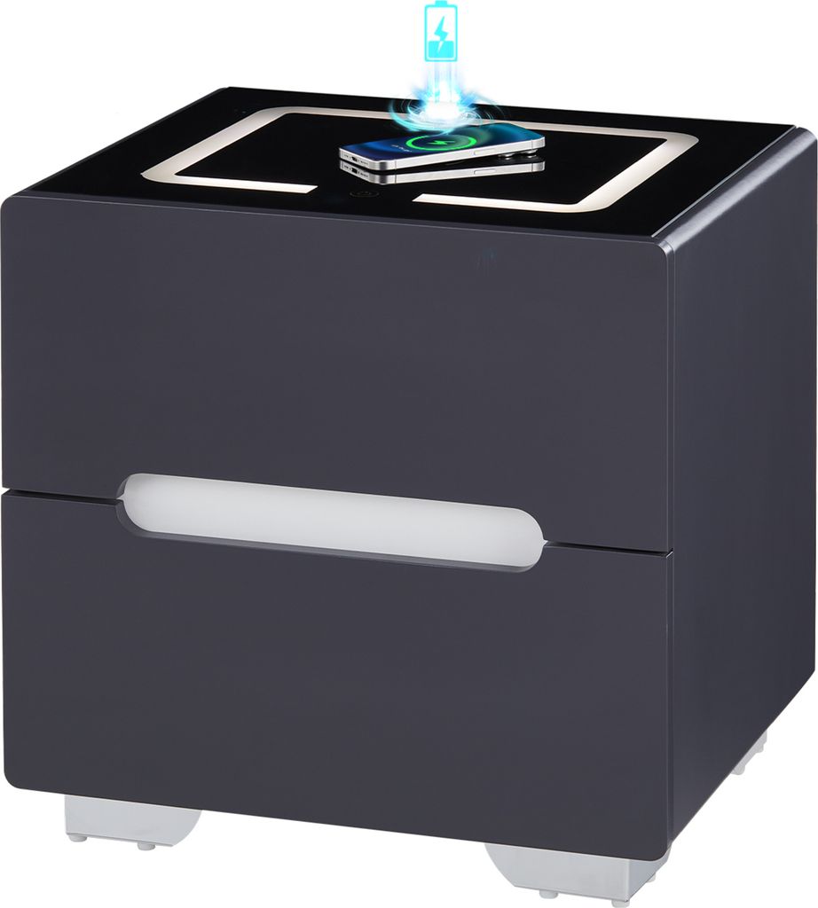 CLIPOP Nachttisch mit kabelloser Ladefunktion, Led Produktbild 1