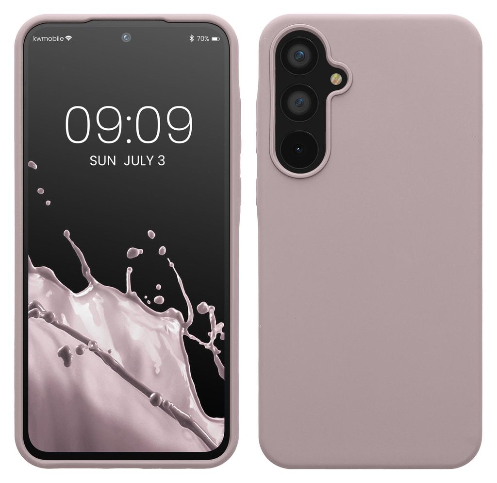 kwmobile Handyhülle für Samsung Galaxy A55 5G Hülle - Case Silikon - Kabelloses Laden - Schutzhülle Cover in Purple Cloud
