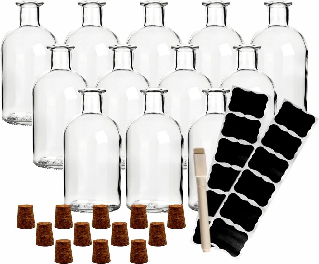 gouveo 12er Set Glasflaschen 250 ml Apotheker mit Produktbild 